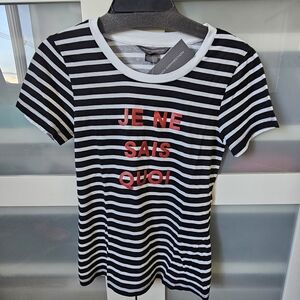 FRENCH CONNECTION "Je Ne Sais Quoi" Stripe SS Tee XS NWT